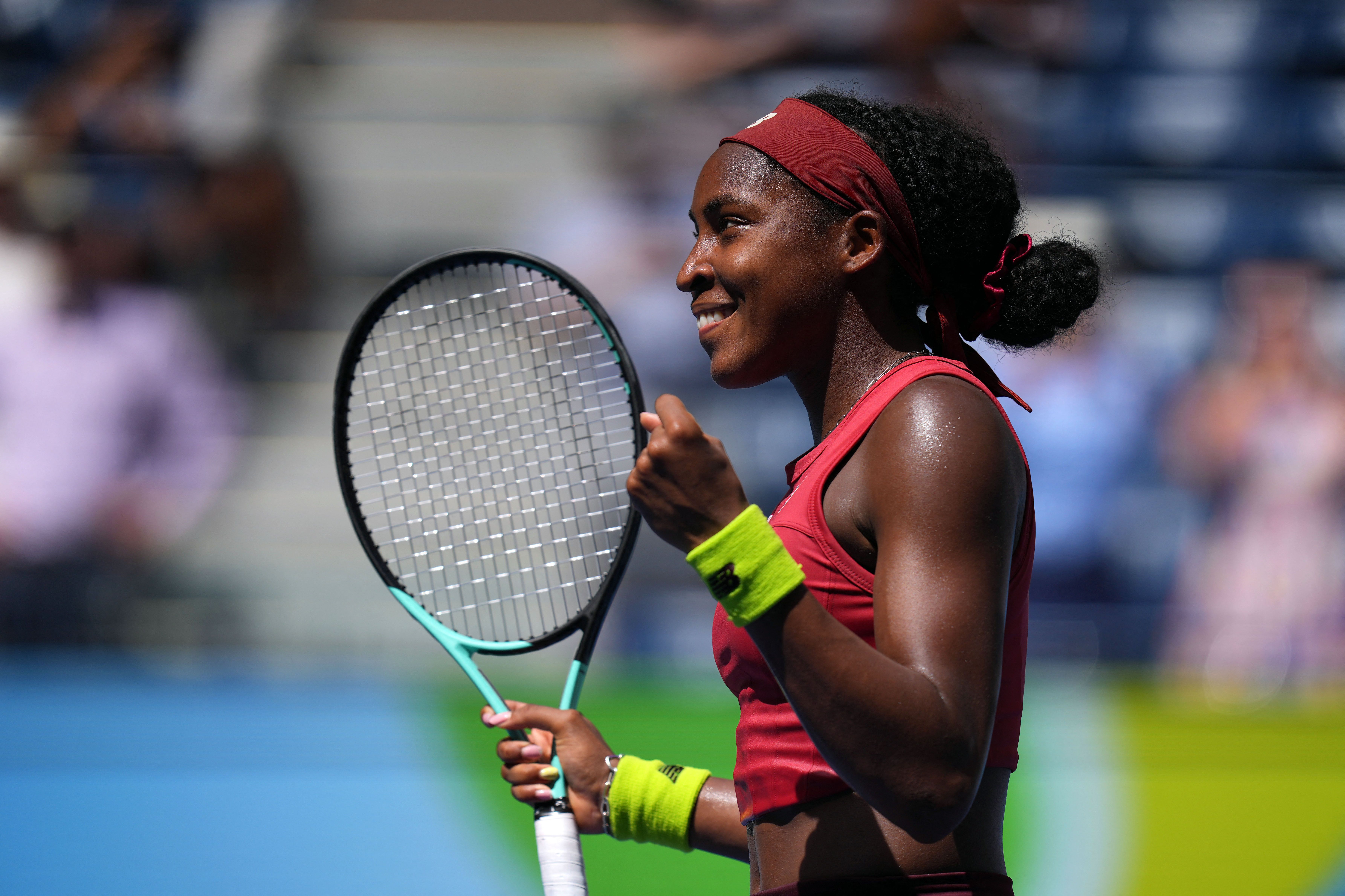 美國19歲好手高夫（Coco Gauff）晉級美網女單4強。(路透社/達志影像)
