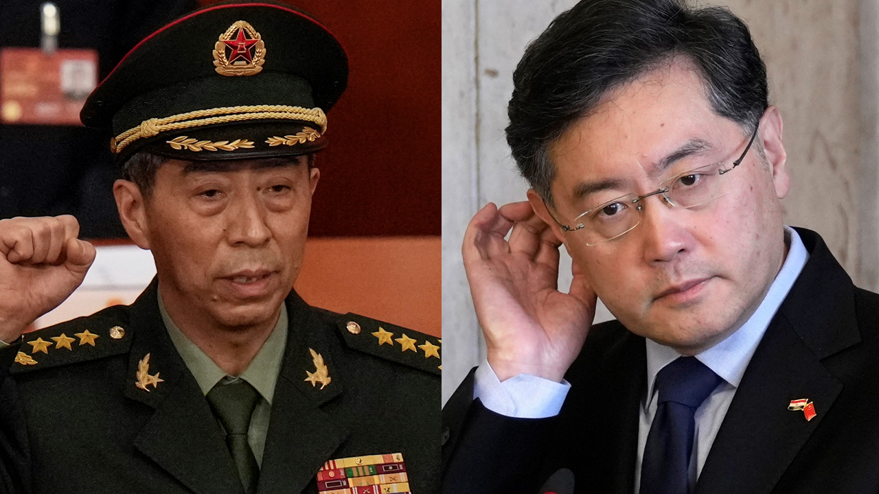 中國國防部長李尚福(左)、中國前外交部長秦剛(右)。(合成圖/美聯社/達志影像)