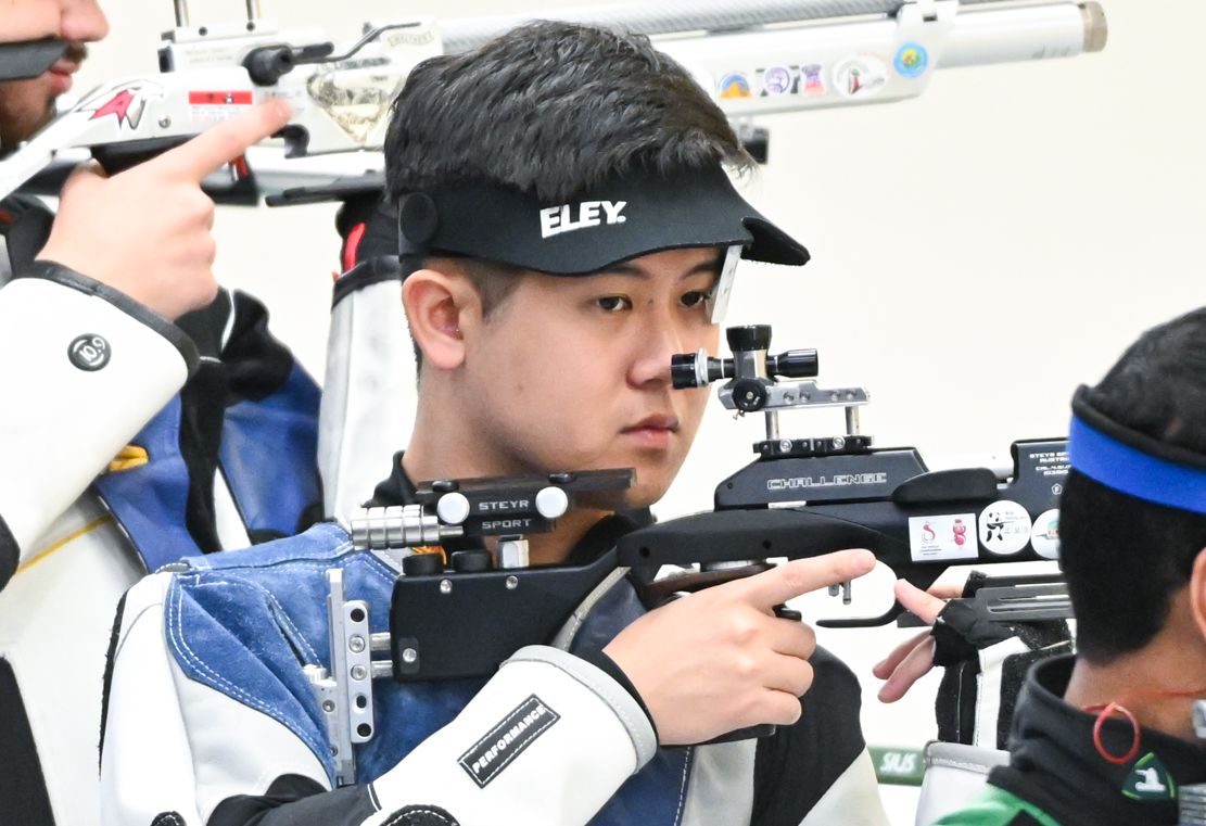 台灣射擊選手呂紹全25日在杭州亞運出賽情形。 (圖:中華奧會)