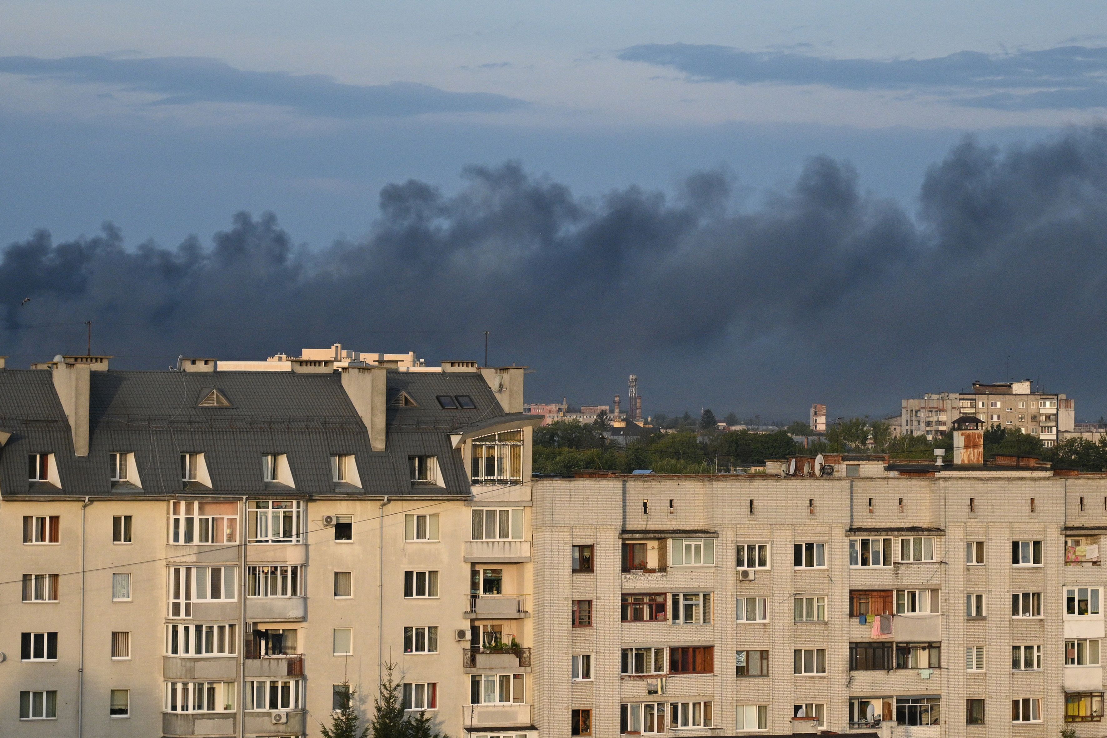 圖為俄羅斯無人機攻擊烏克蘭西部大城利維夫(Lviv)。資料照。(AFP)