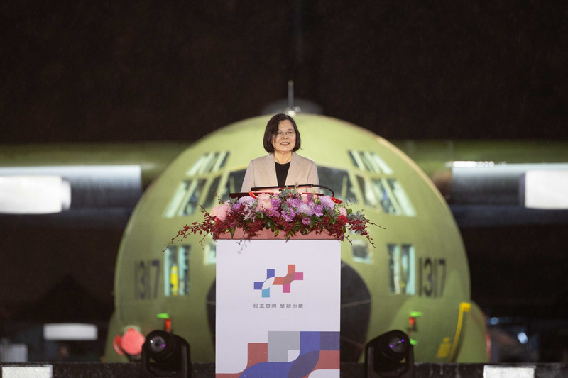 112年國慶晚會8日在空軍台南基地登場，總統蔡英文致詞。 (圖：中央社)