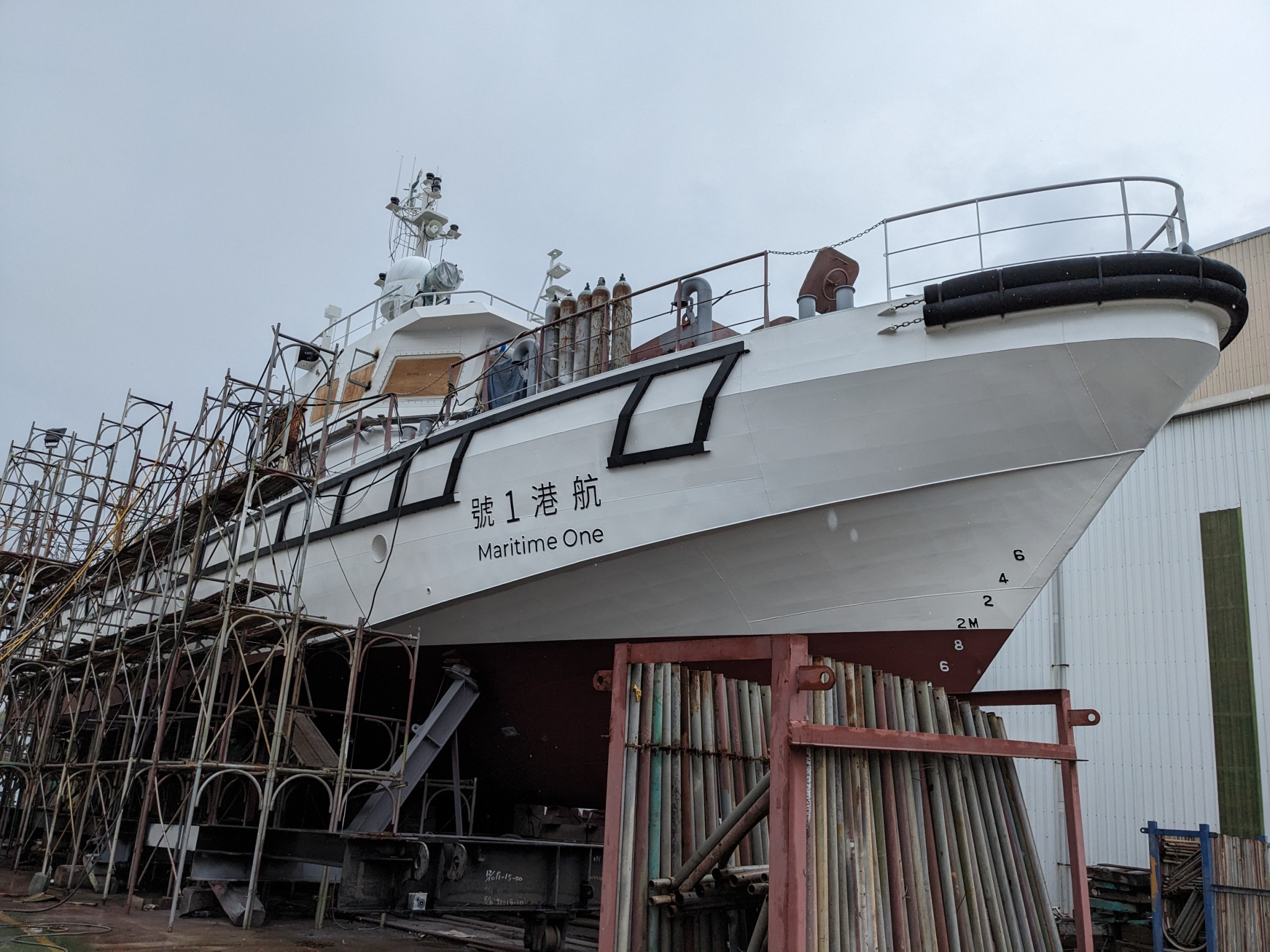 「航港1號」建造中工程照。(航港局提供)