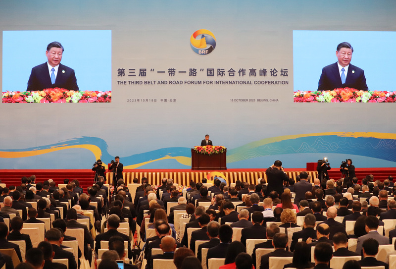 中國提出「一帶一路」倡議10週年，北京舉辦國際合作高峰論壇。圖為中國國家主席習近平18日上午在開幕式發表演講。 (圖：中央社資料照片)