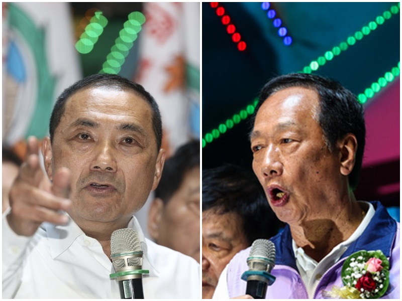 國民黨總統參選人侯友宜(左)、鴻海創辦人郭台銘。(圖：中央社)