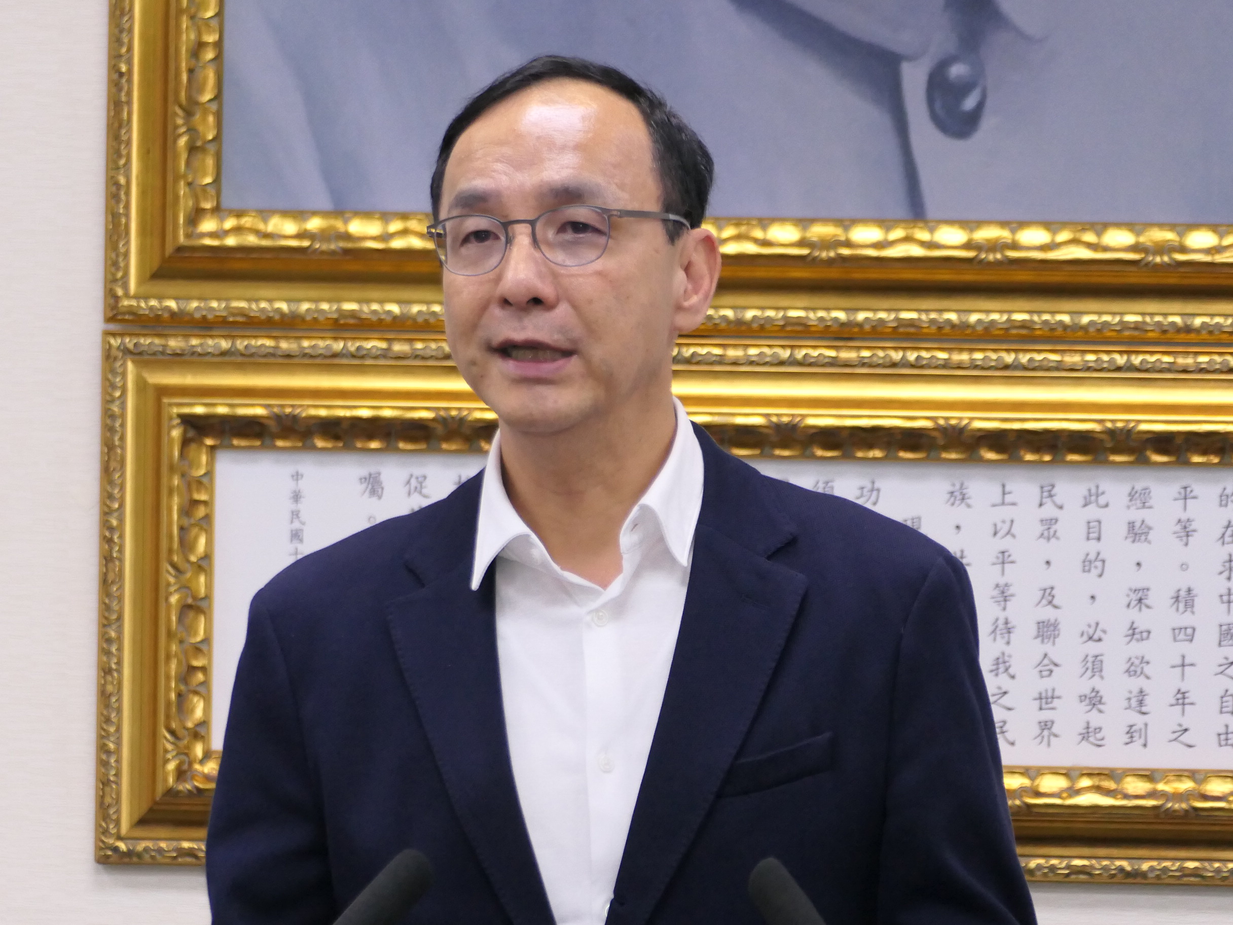 國民黨主席朱立倫今天(1日)主持中常會。(這婉淳 攝)