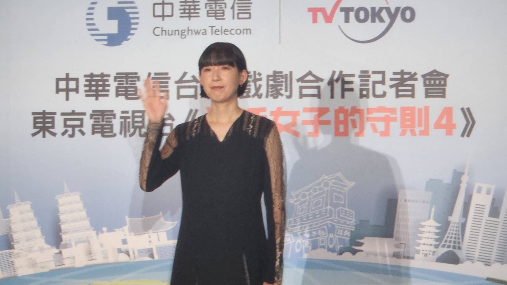 日本演員江口德子為日劇《獨活女的守則4》來台拍攝。（江昭倫攝）