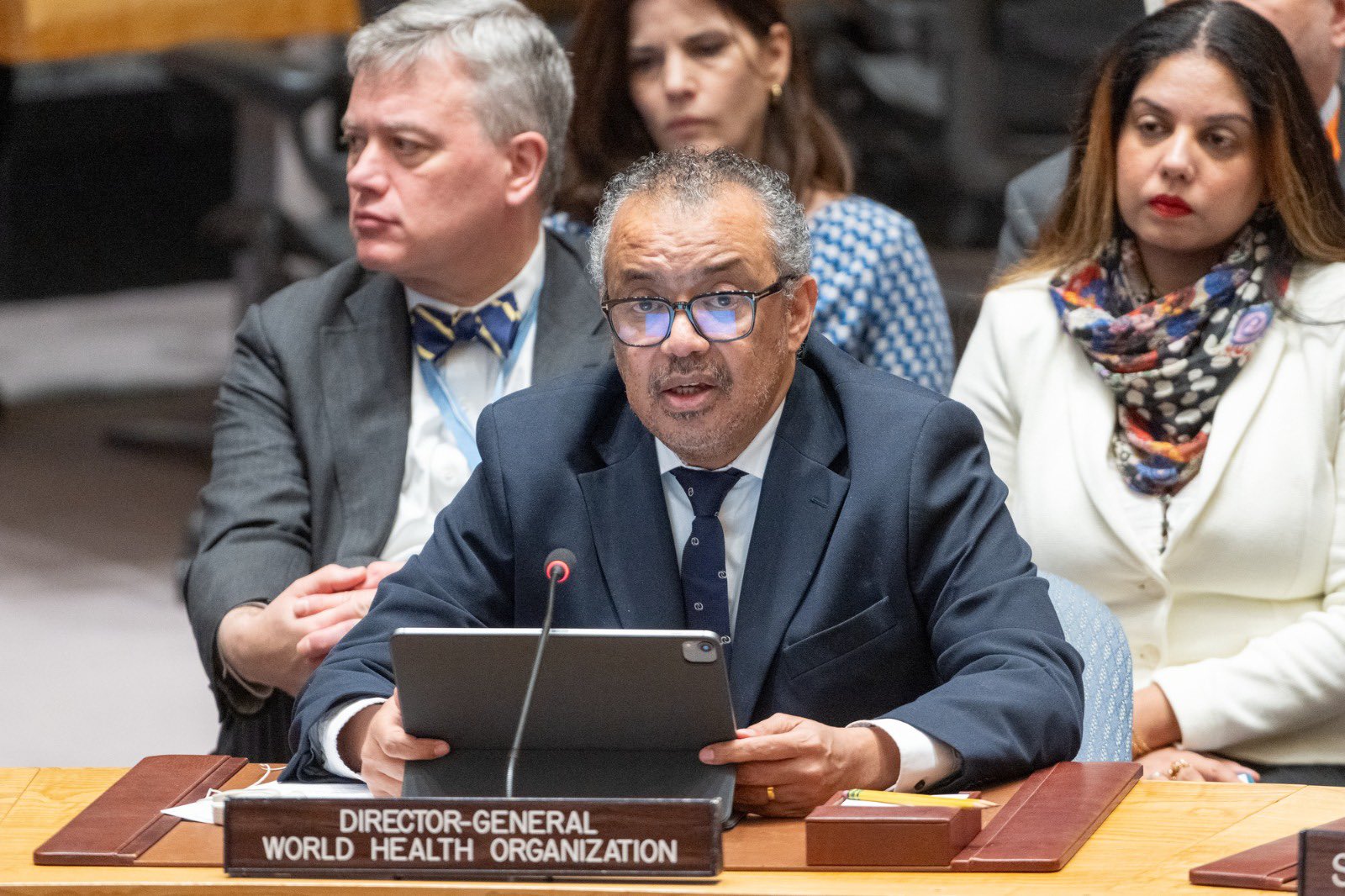 世衛秘書長譚德塞(Tedros Adhanom Ghebreyesus)10日出席聯合國安理會。 (圖:@DrTedros)