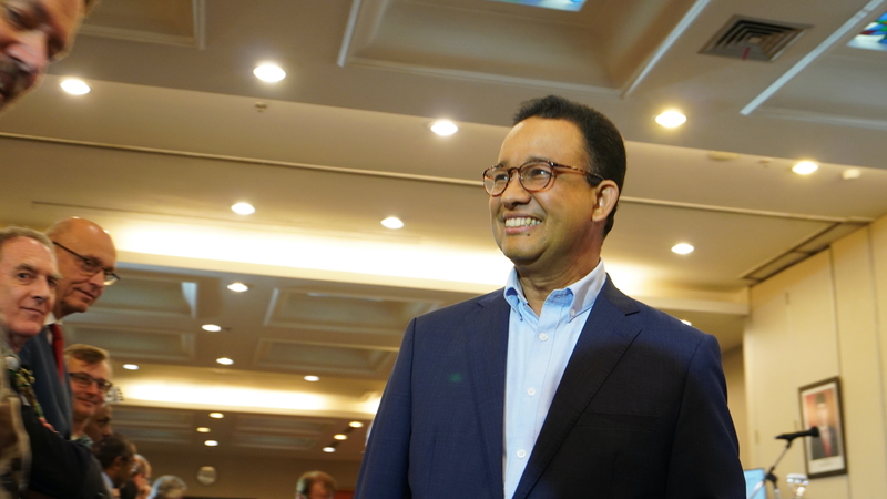 印尼總統候選人、前雅加達省長阿尼斯（Anies Baswedan）主張取消遷都計劃。 (圖：中央社檔案照片)
