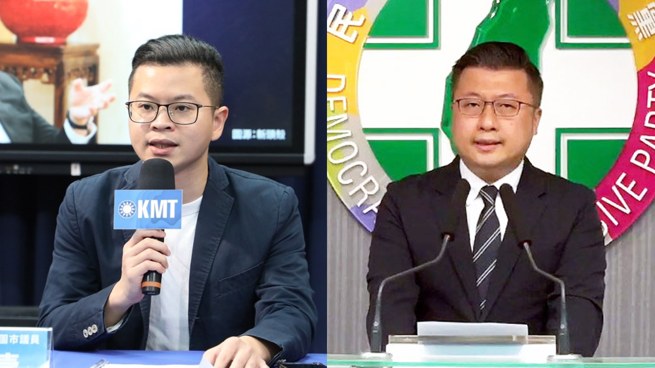 針對國民黨智庫副執行長凌濤(左)17日質疑民進黨的不分區立委名單是「畏戰疏通」一覽表，民進黨發言人張志豪(右)回應表示，國民黨應該先審視自己現任不分區立委涉及多少爭議事件。(資料合成照/國民黨提供、翻攝自民進黨發言人臉書)
