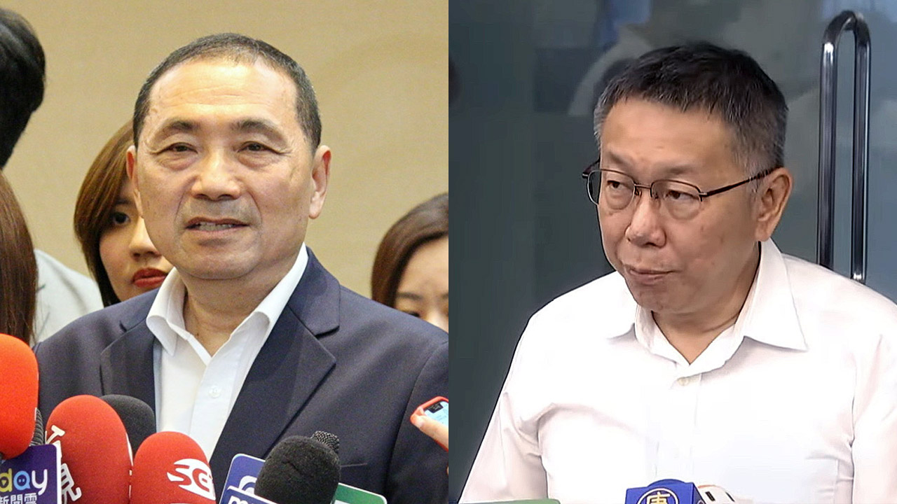 國民黨總統參選人侯友宜(左)和民眾黨總統參選人柯文哲(右)24日各自偕同副手人選到中選會登記參選總統。(資料合成照/Rti)