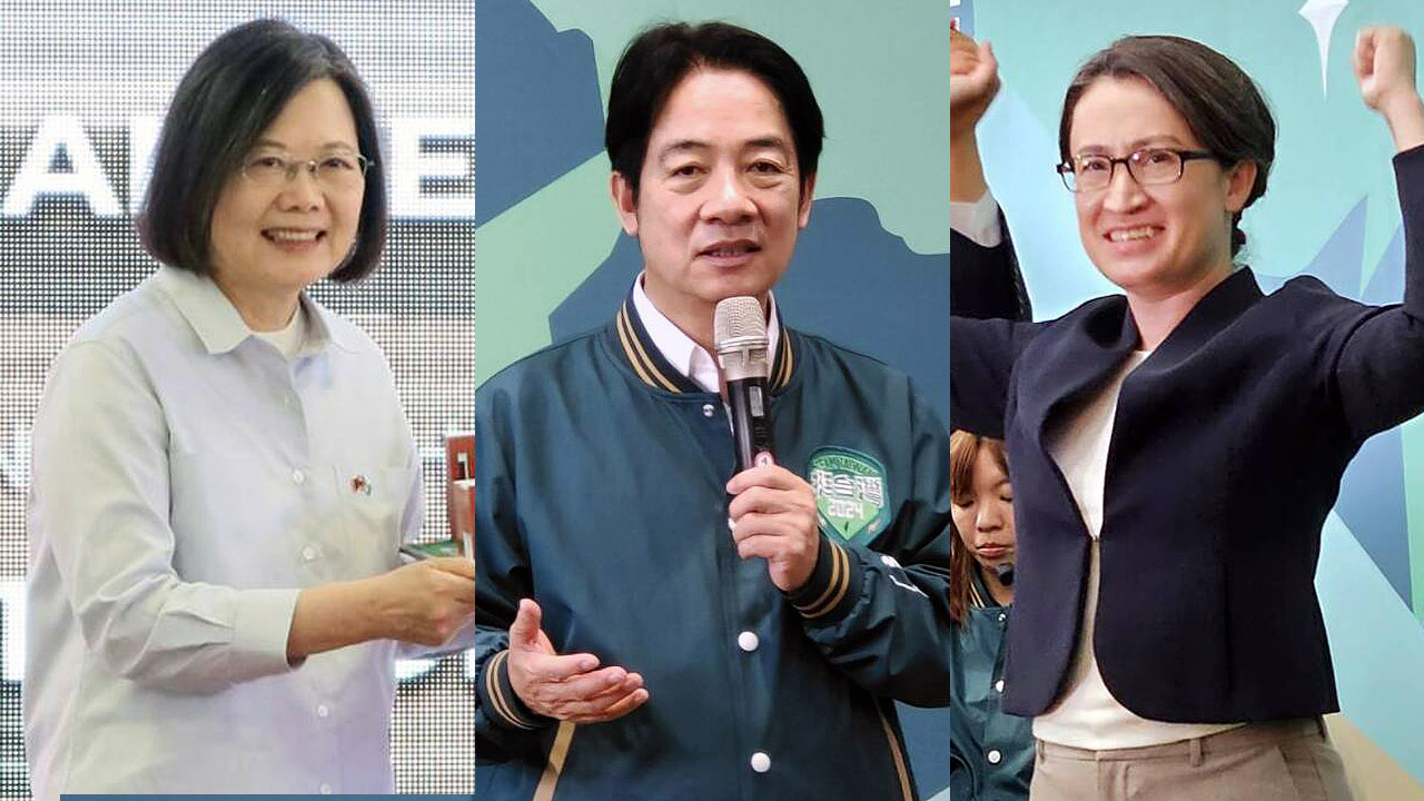 蔡英文總統(左)23日宣告將舉辦社群之夜，召集辣台派一起相挺民進黨的正副總統候選人賴清德(中)與蕭美琴(右)。(資料合成照/Rti)