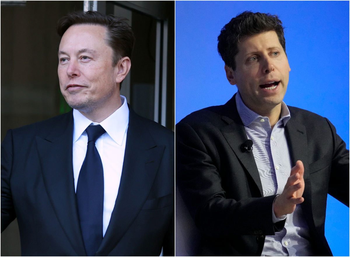 特斯拉執行長馬斯克(Elon Musk)與OpenAI執行長阿特曼(Sam Altman)。(中央社/央廣合成)