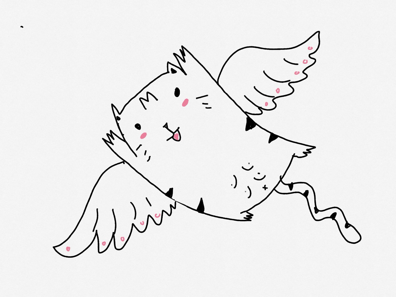 李老師手繪飛翔的虎斑貓。他指出，中國年輕人已從台灣身上看到，民主是可以真實存在。(李老師提供)