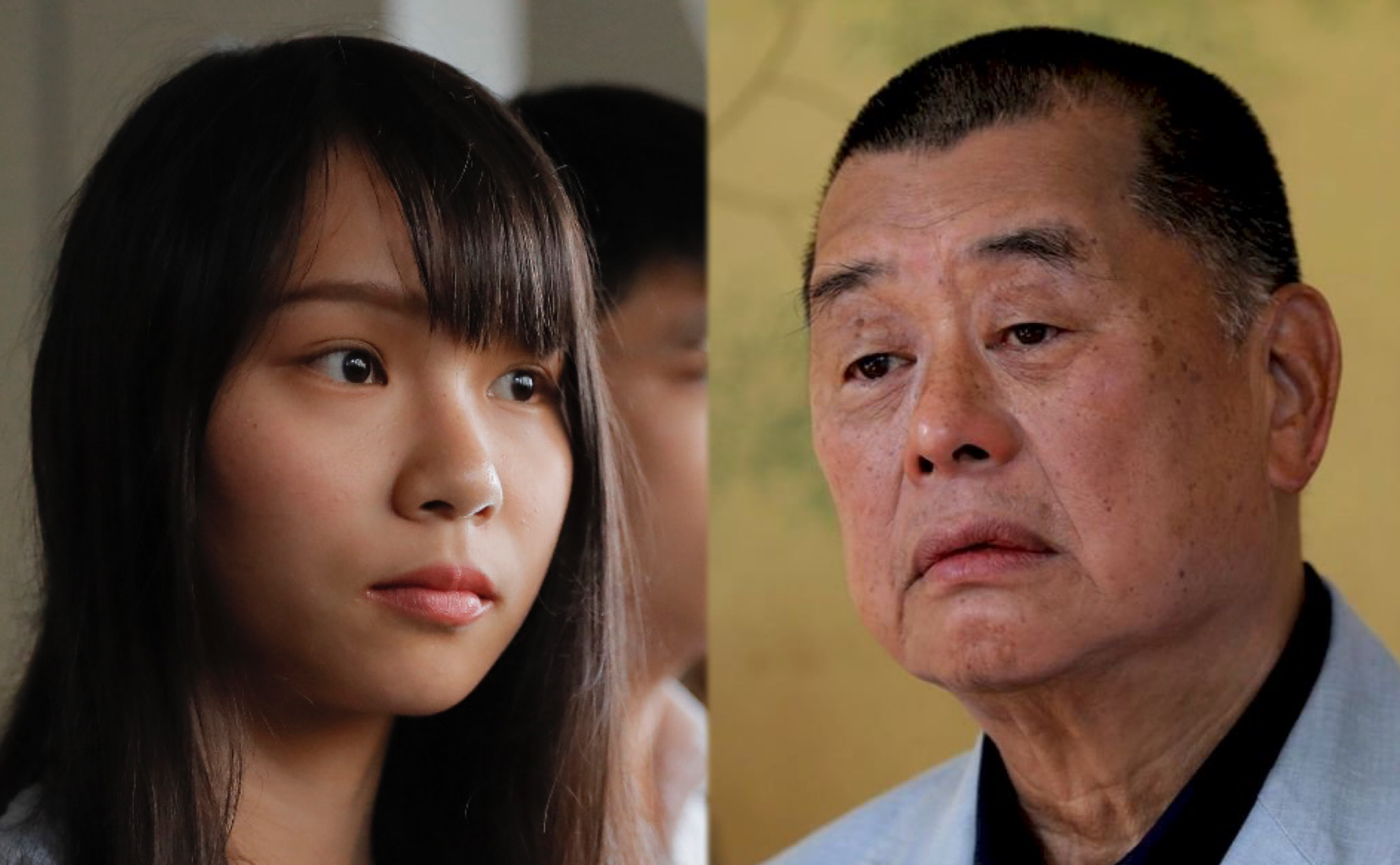 前香港眾志副秘書長周庭(左)、香港壹傳媒集團創辦人黎智英(右)。(合成圖)