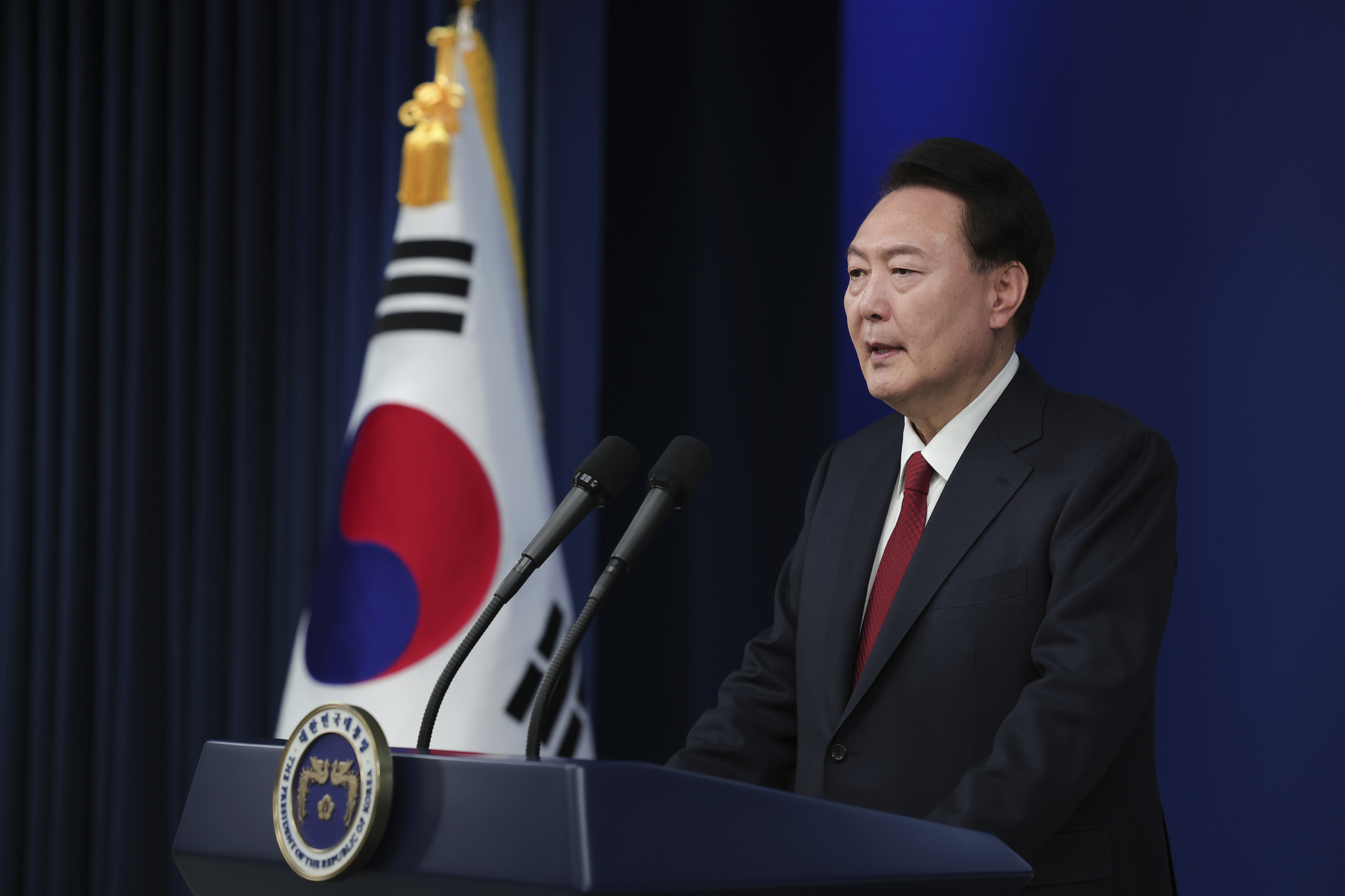 南韓總統尹錫悅28日表示，俄羅斯和北韓不斷加強軍事合作，構成全球重大安全威脅。資料照。(AP/達志影像)