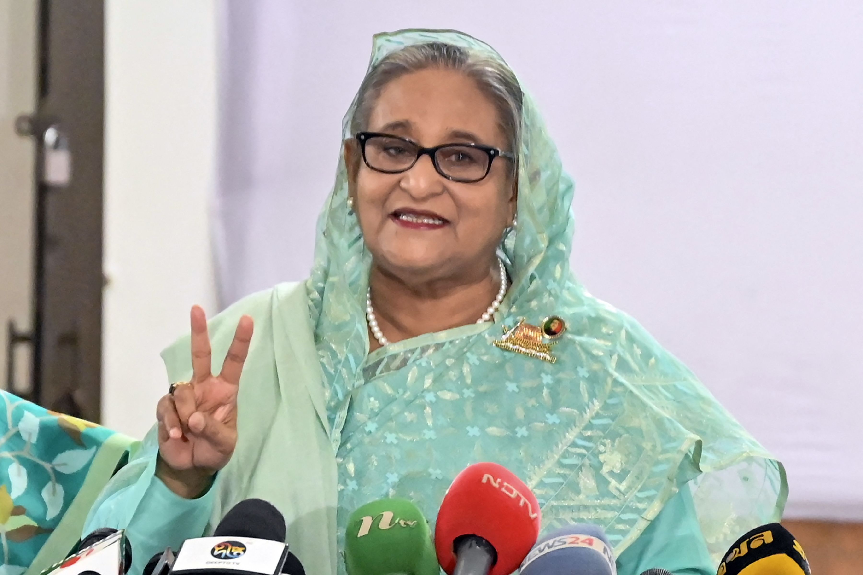 孟加拉總理哈希納(Sheikh Hasina)贏得第五個任期。(AFP)