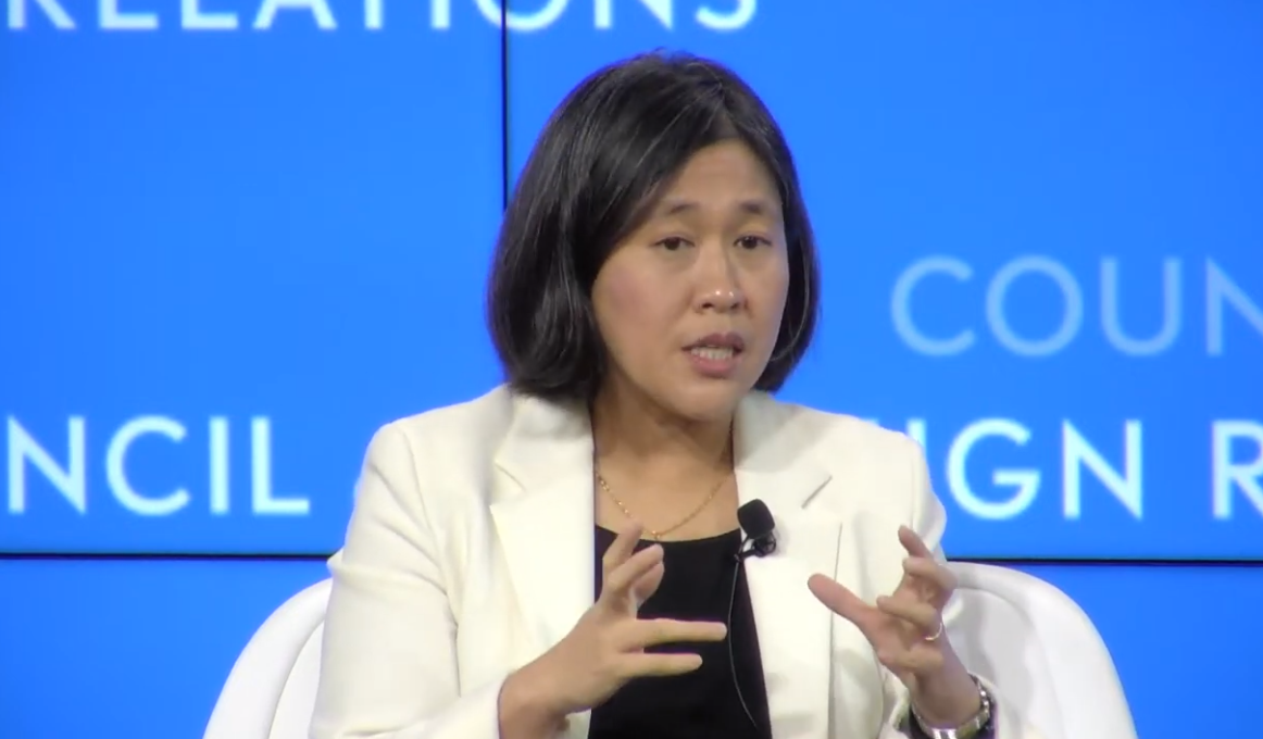 美國貿易代表戴琪(Katherine Tai)。資料照片。(YT/@CFR)