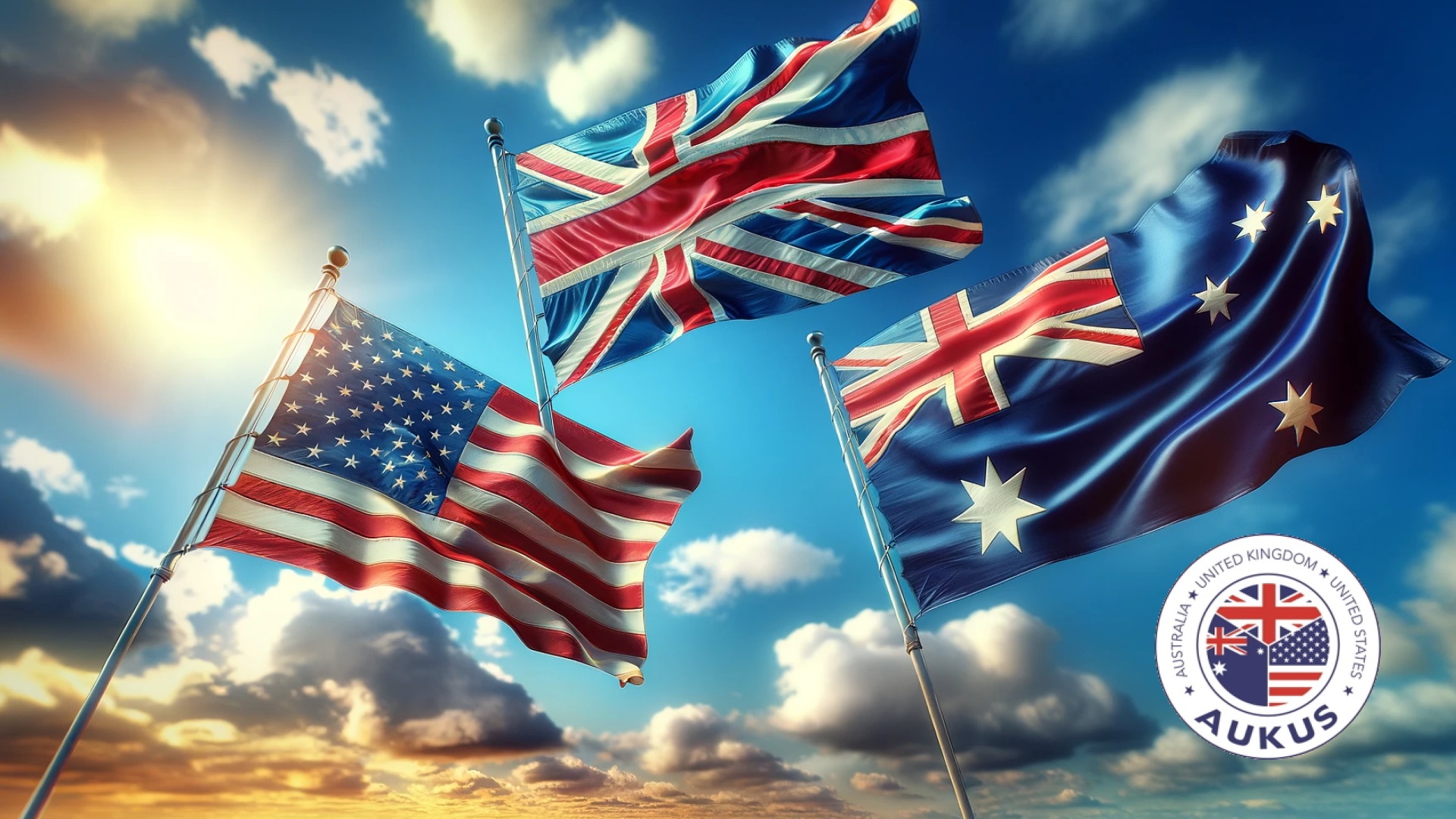 美國、英國、澳洲聯合成立「軍事安全合作夥伴關係」(AUKUS)。(AI合成圖)