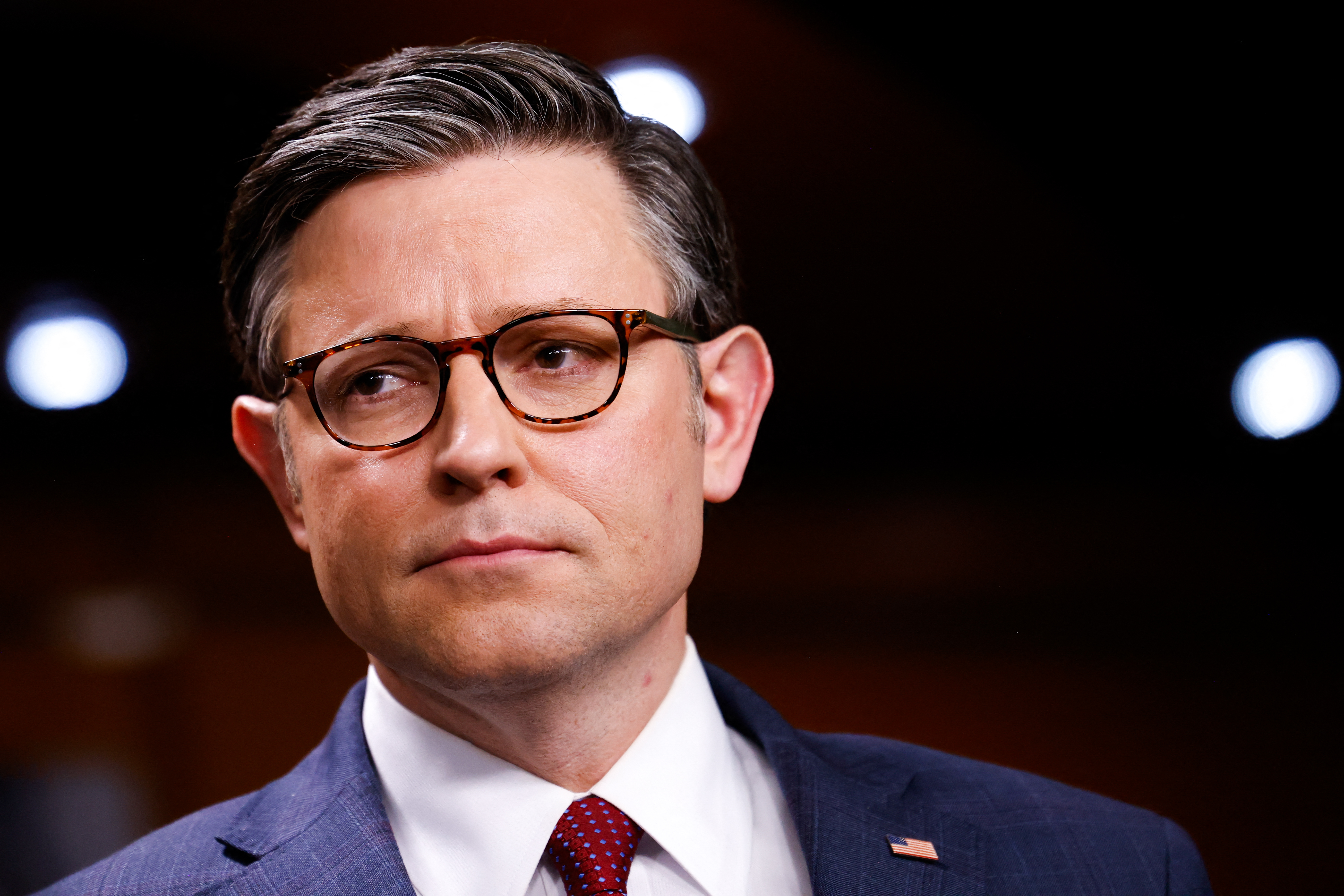 美國共和黨籍眾議院議長強生(Mike Johnson)表示，無意推新烏克蘭撥款法案。 (AFP)