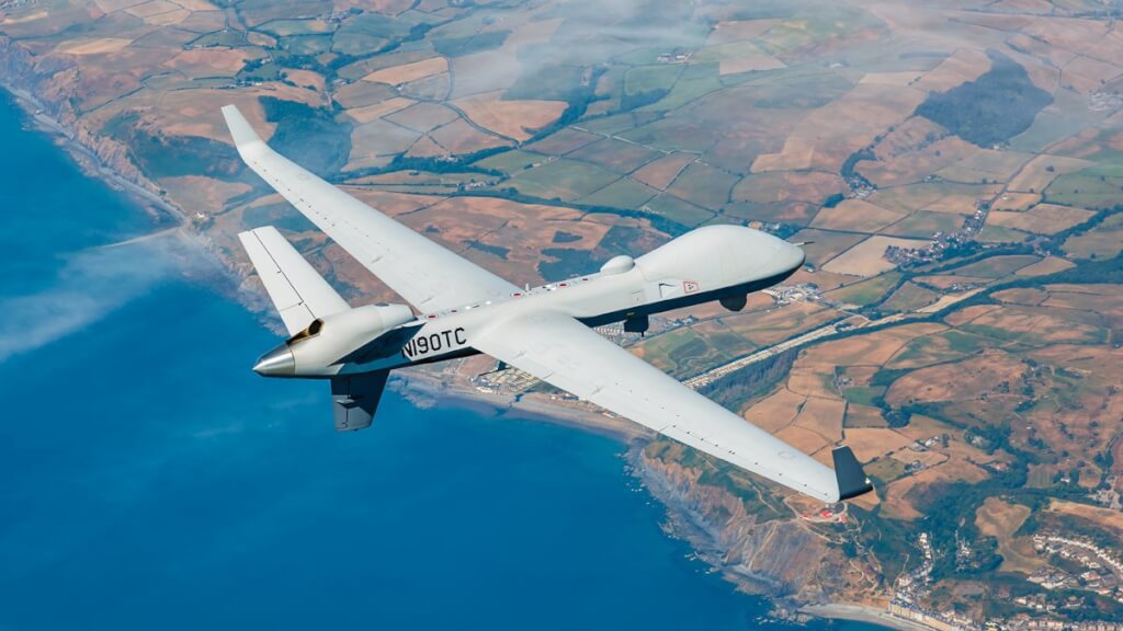 圖為通用原子航空系統公司MQ-9B無人機同型機。（圖取自twitter.com/GenAtomics_ASI）