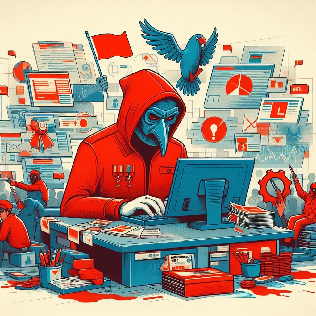 根據政府有關部門調查，中共透過「無邊界集團」這家號稱全球最大的海外華語自媒體營運商，收購境外社群帳號，干擾台灣與外國輿情風向。(AI生成圖)