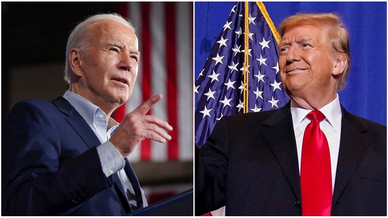 美國總統拜登(左)、共和黨總統當選人川普(右)。資料合成照。(路透社/達志影像)