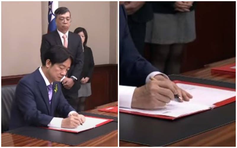 賴清德總統簽署就任總統後首份人事令。(YT)
