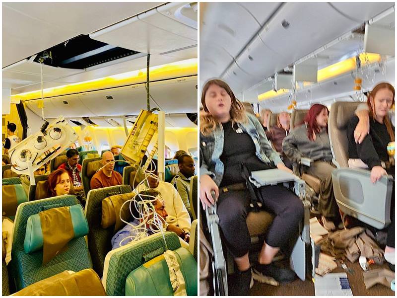 新加坡航空公司一架班機遭遇嚴重亂流，緊急迫降泰國曼谷機場。(TG)