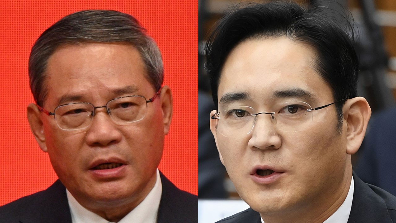 中國總理李強(左)、南韓科技巨擘三星(Samsung)會長李在鎔(Lee Jae-yong)(右)。(合成圖/AFP)