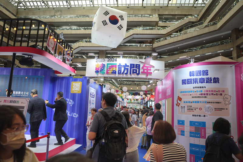 圖為5月底參加台北國際觀光博覽會的韓國館攤位。 (圖：中央社檔案照)