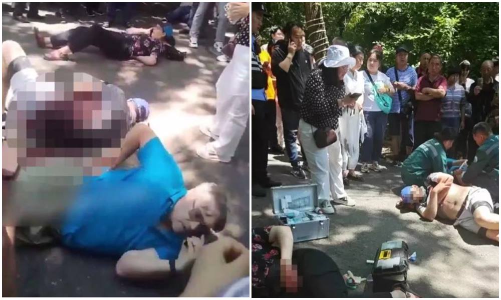 4名美國教師在中國北山公園遭一名中國男子刺傷，引發國際關切。(微博)