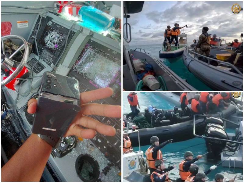 中國海警6月17日在南海仁愛暗沙衝撞並登上菲律賓海軍船隻奪走槍械、破壞裝備。(TG)