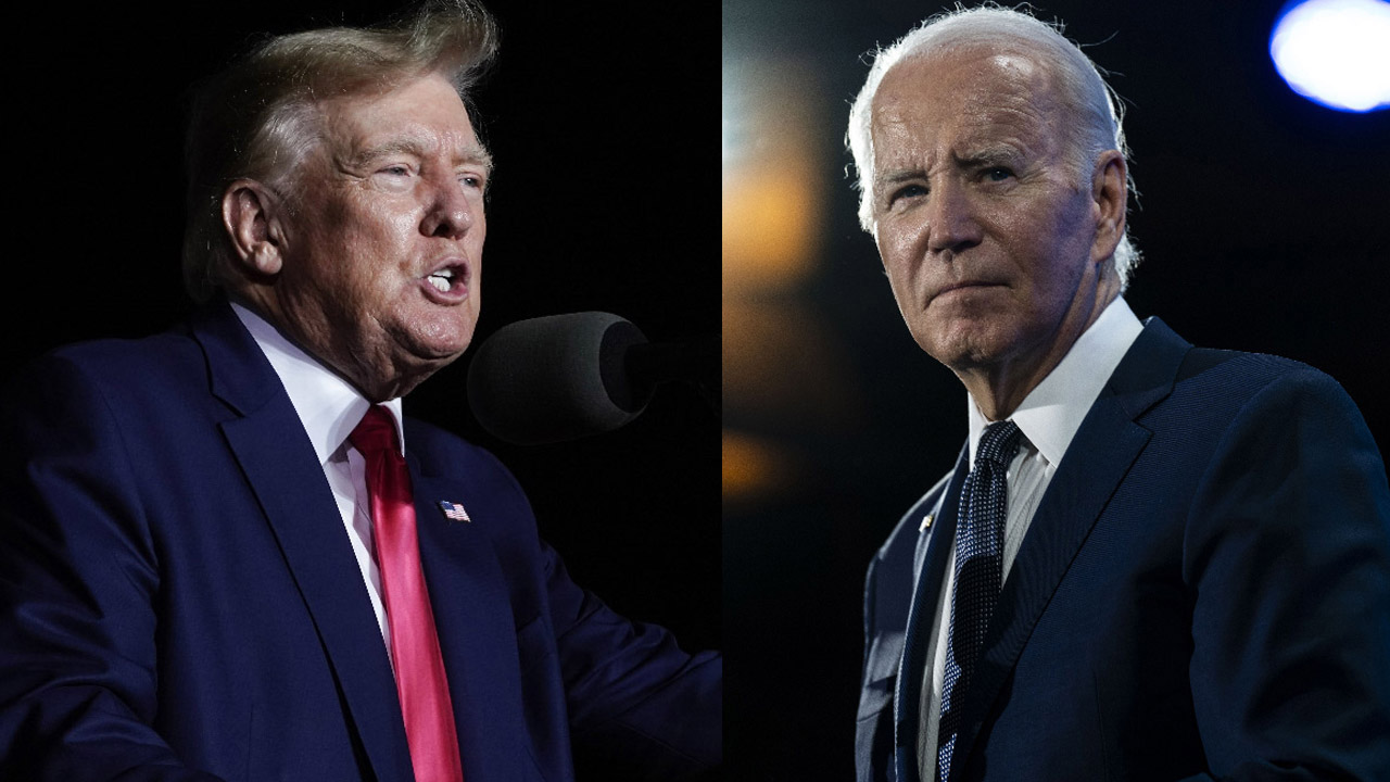 美國前總統川普(左)和現任總統拜登(右)。資料合成照。(美聯社/達志影像)