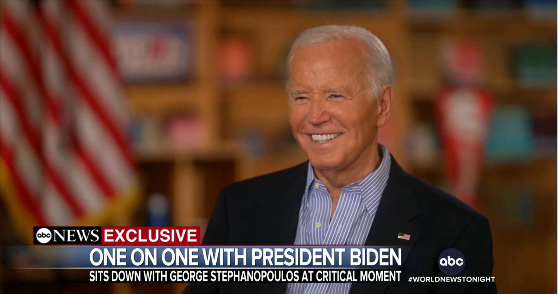 美國總統拜登(Joe Biden)接受美國廣播公司新聞網(ABC News)獨家專訪。(翻攝ABC News官網)