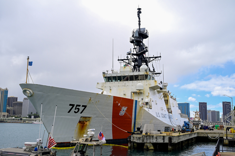 美國海岸防衛隊(U.S. Coast Guard)巡邏艦米吉特號(USCGC Midgett)(圖)日前在紐澳海域得知中國軍艦在附近，但並未互動。 (圖：中央社)