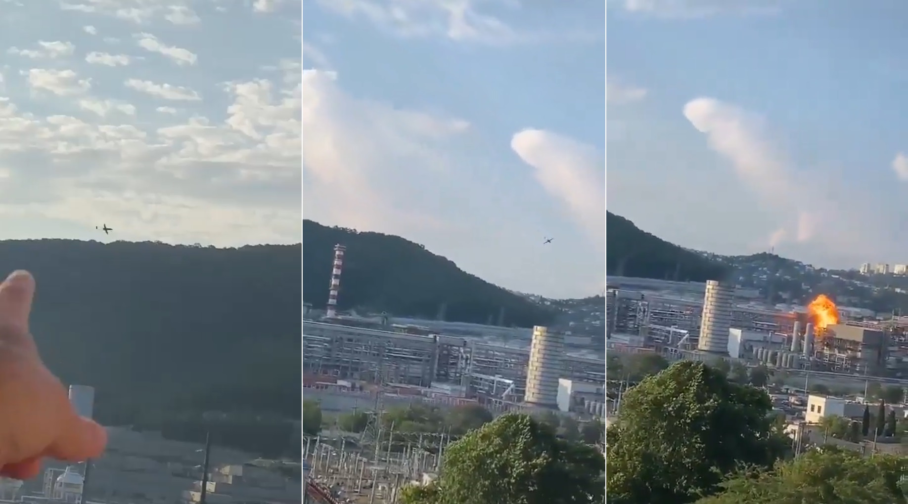 俄國的土普塞煉油廠遭到烏克蘭無人機的大規模攻擊而嚴重受損，廠區並起火燃燒。(X平台@Osinttechnical)