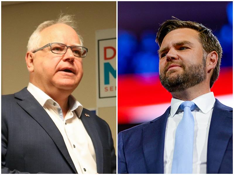 美兩大黨副手：共和黨范斯(J.D. Vance)(右)、民主黨華茲(Tim Walz)。(合成圖)