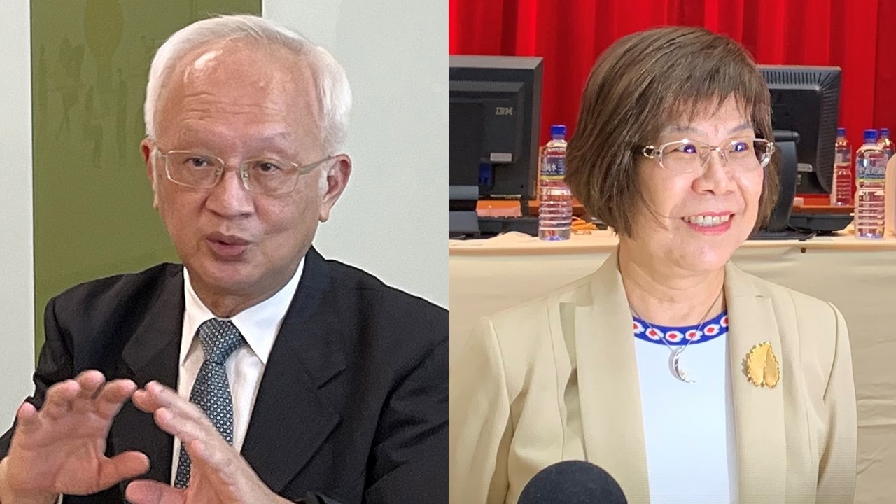 兆豐金及台灣金2大金控公股龍頭，分別由合庫金董事長董瑞斌(左)及彰化銀行董事長凌忠嫄(右)出任，兩人同時兼任銀行董事長。(合成圖/Rti)