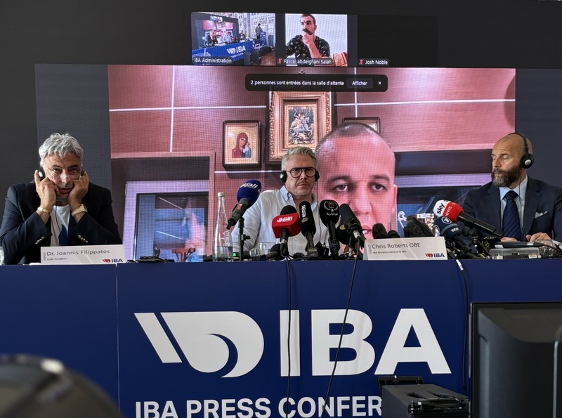 國際拳擊總會(IBA)10日表示，將對國際奧林匹克委員會(IOC)採取法律行動。圖為先前奧運期間IBA所舉辦的記者會。 (圖：中央社)