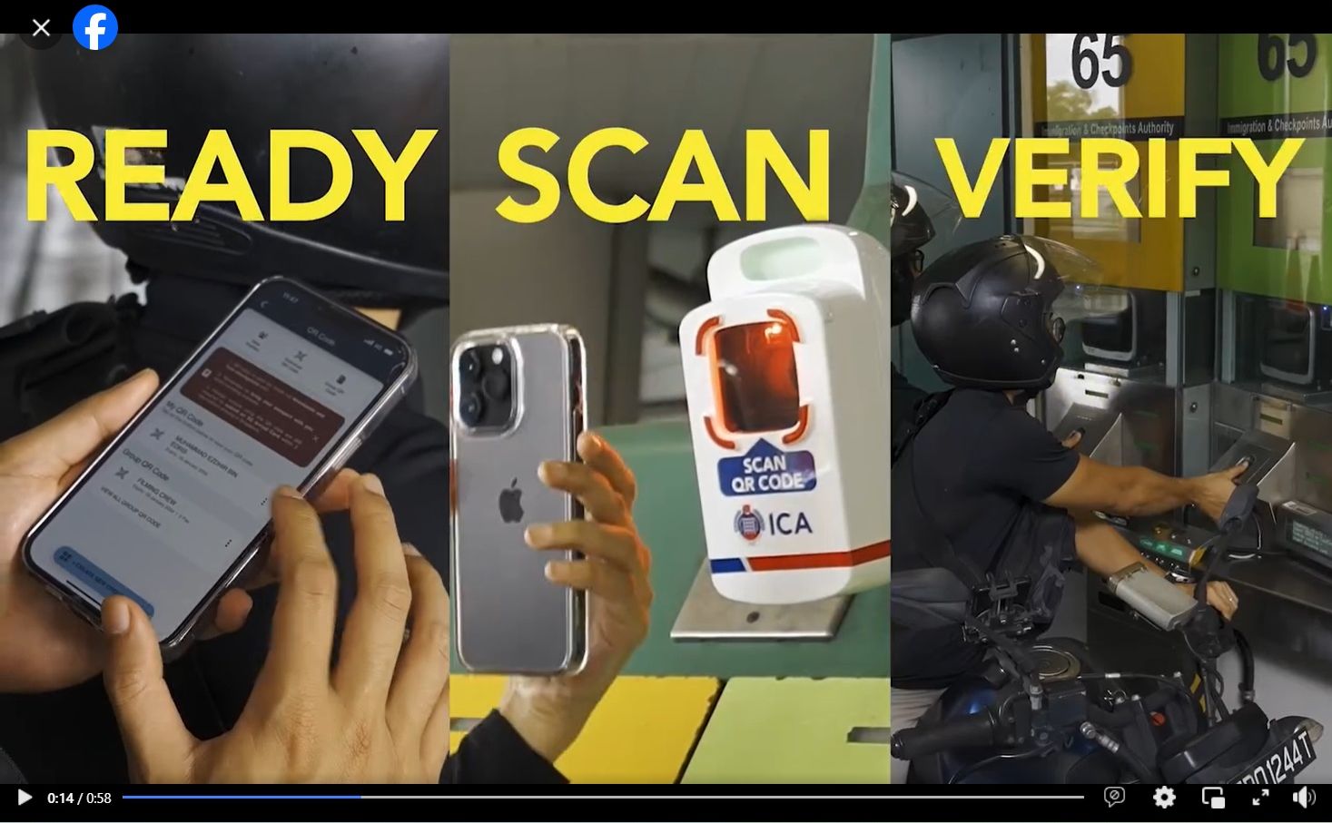 新加坡加速陸路通關 QR code掃碼將取代護照。 (圖:翻拍自ICA臉書)