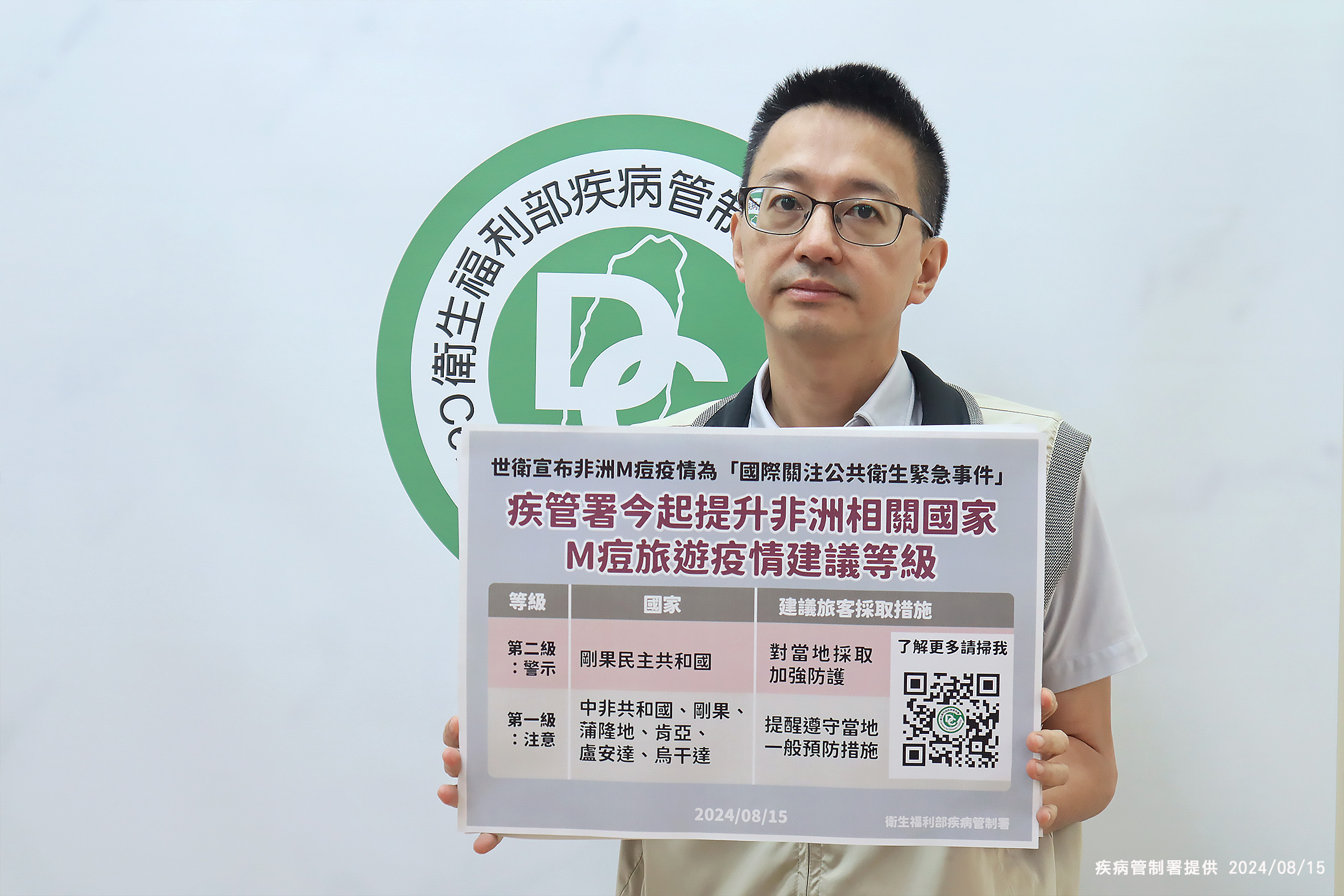 因應M痘疫情，羅一鈞15日表示，將召開專家會議，研議調整疫苗接種對象。(疾管署提供)