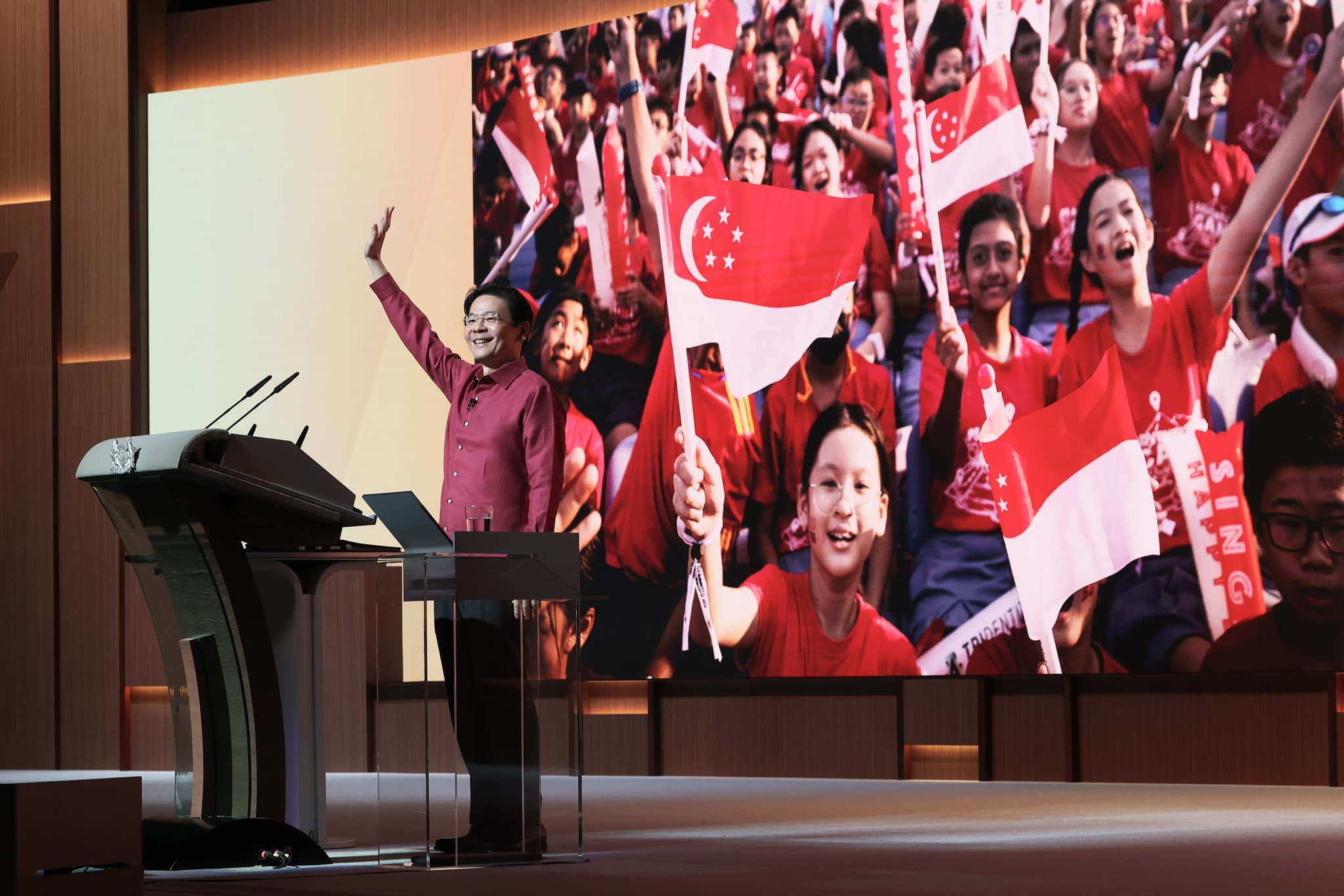 新加坡總理黃循財18日晚上在國慶群眾大會發表演說。 (圖:取自黃循財臉書)