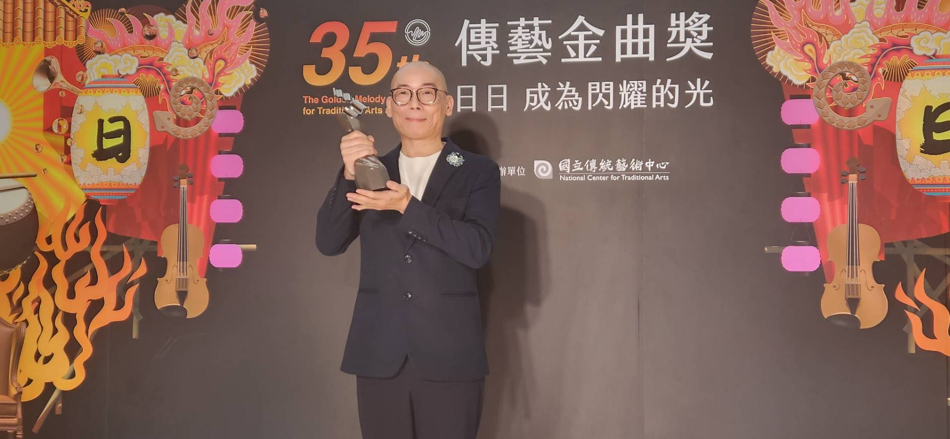 國光劇團京劇丑角陳清河以《活捉》中的負心漢角色，勇奪個人首座傳藝金曲獎最佳演員獎。(江昭倫 攝)