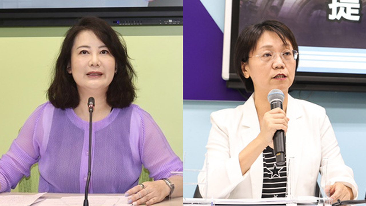 國民黨立委翁曉玲(右)提案修法提高釋憲門檻案，立院逕付二讀，民進黨批癱瘓憲法法庭，將嚴陣以待。資料合成照。(圖:中央社)