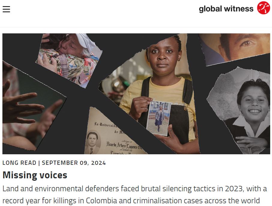 監督團體「全球見證」今天(10日)發表年度報告，對各國針對環保人士的打壓示警。(Global Witness)
