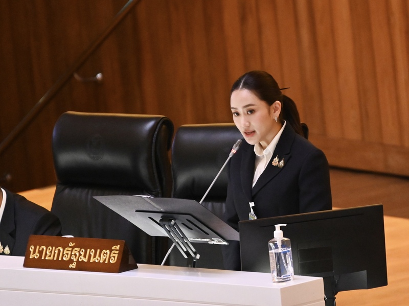 泰國新任總理貝東丹12日赴國會進行上任後首次施政報告，貝東塔的報告著重在刺激經濟和觀光業發展。（總理府提供） (圖：中央社)