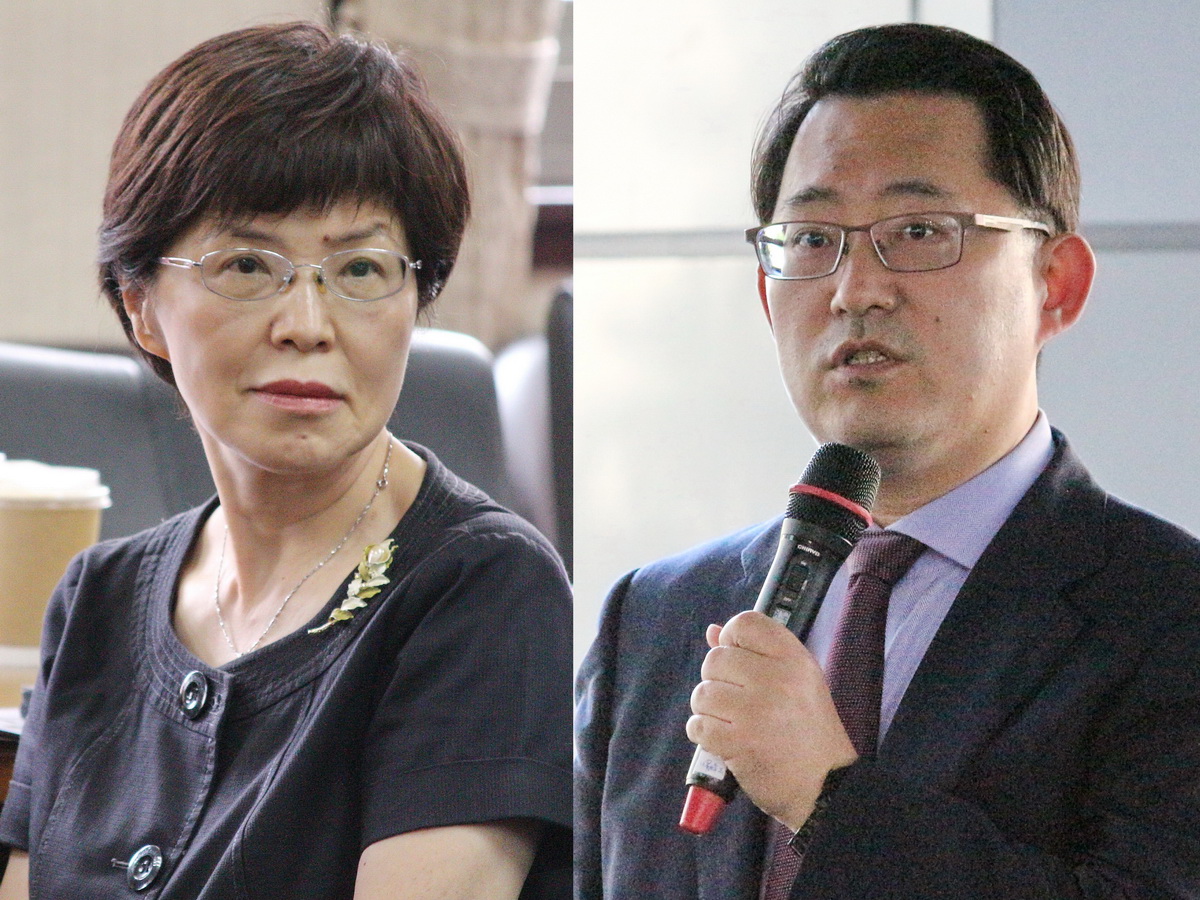 台灣民主基金會董事會通過人事案，較受矚目的是由代理執行長廖達琪(左)真除執行長，副執行長由政大教授盧業中(右)出任 (合成圖，央廣檔案/記者王照坤 攝)