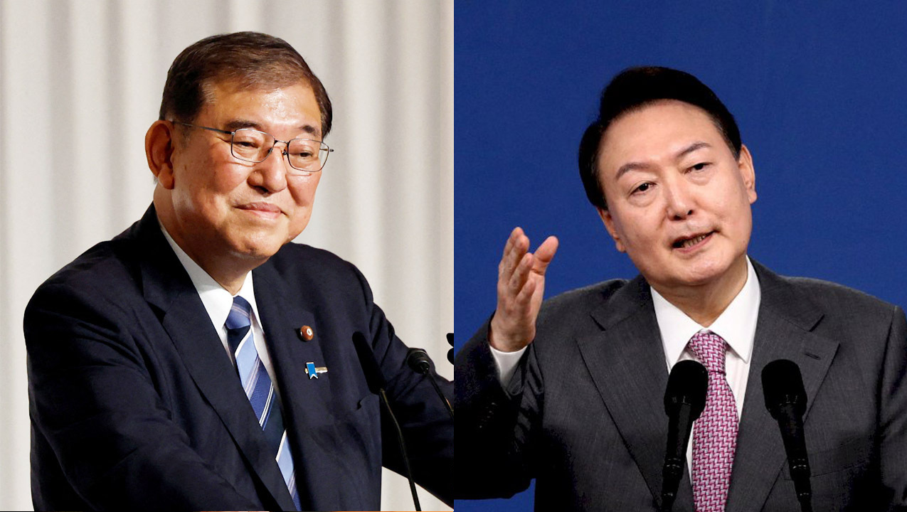 新任日本首相石破茂與南韓總統尹錫悅。資料合成照。(路透社/達志影像)
