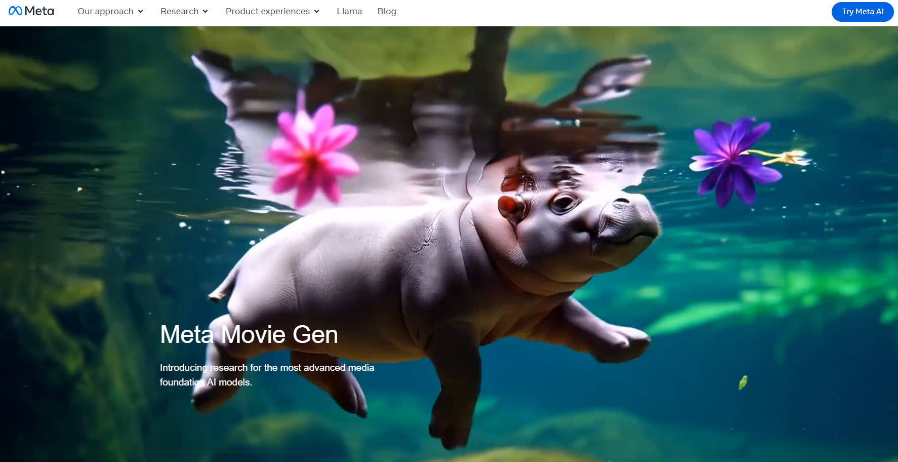Facebook母公司Meta在4日推出AI影像生成工具Movie Gen，使用者能以文字提示或圖片來生成影片。(圖擷自ai.meta.com)