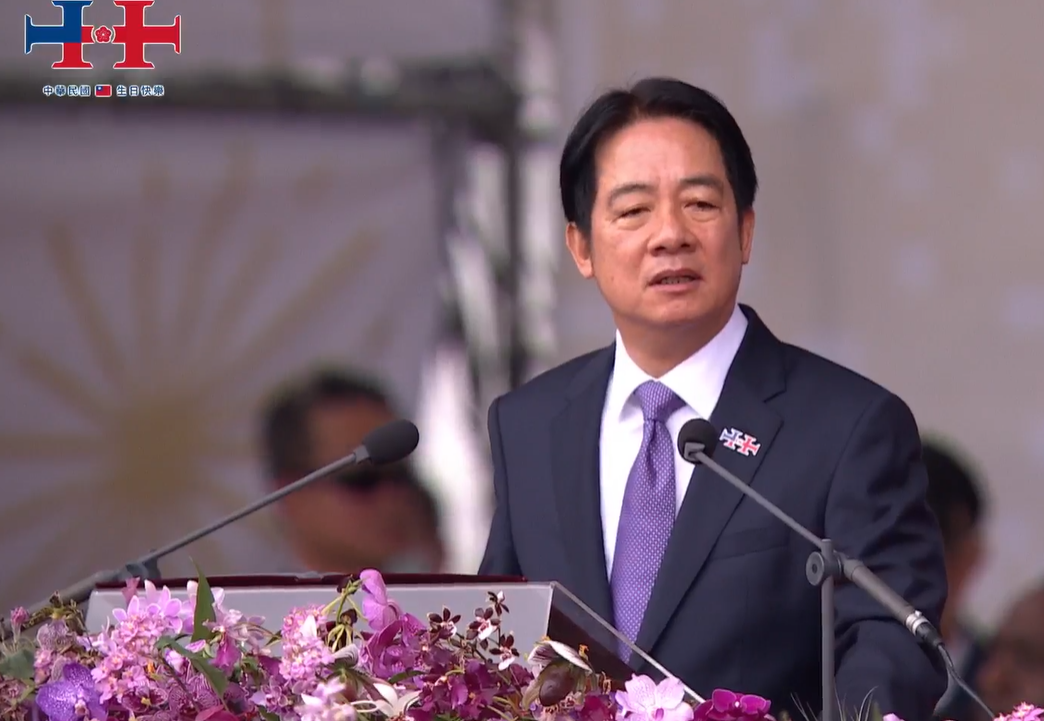 賴清德總統於113年國慶大典上發表談話。(翻攝直播畫面)